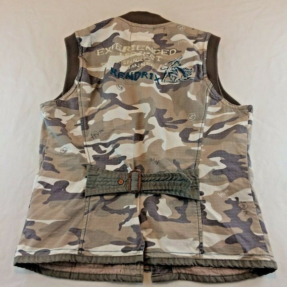 Woodstock Music Festival Vest Army Denim Basic House Green Olive HENDRIX  Zip Up - Picture 7 of 12
